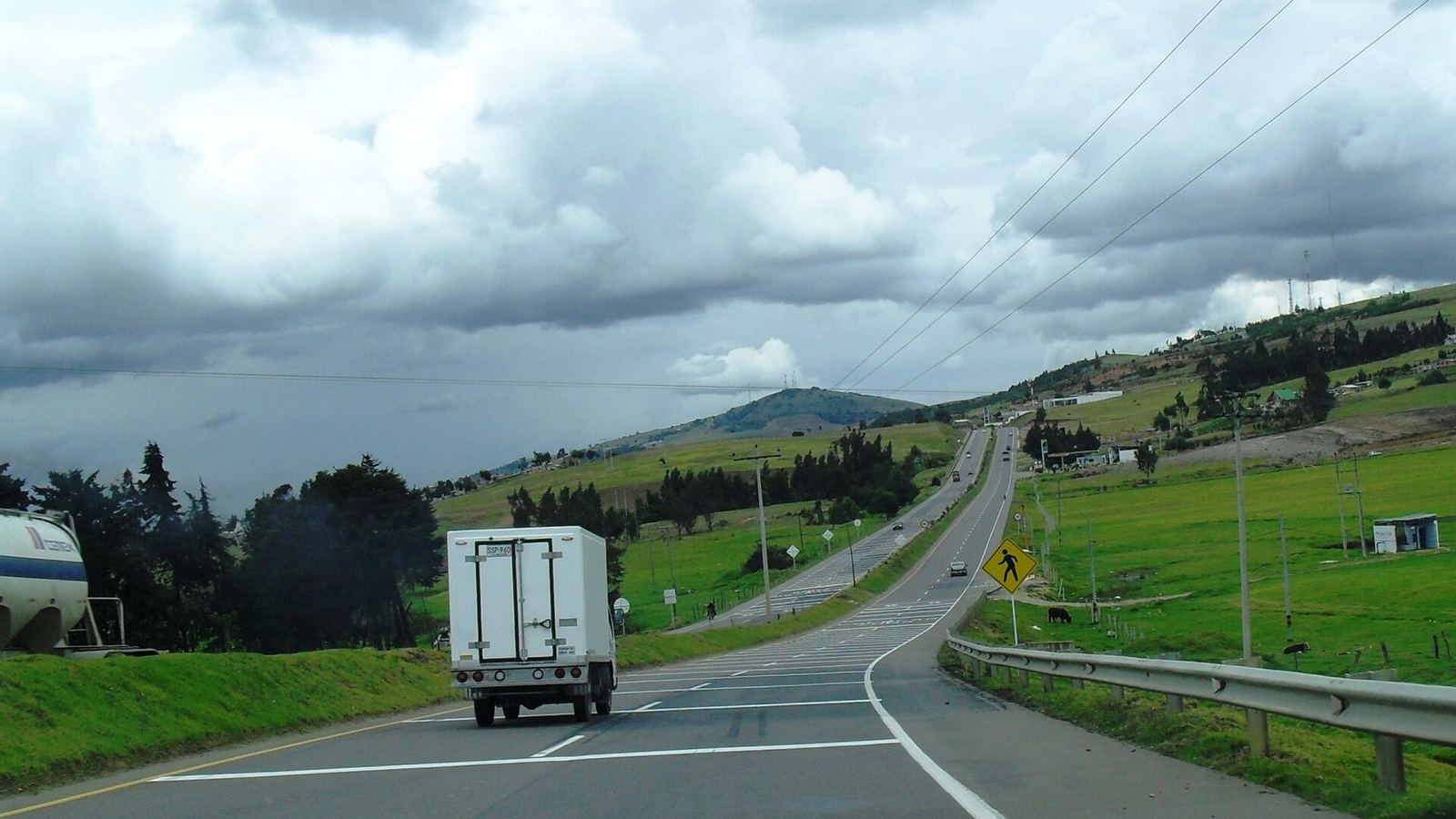 Dual carriageway with a truck between Briceno and Sogamoso near Tunja, Boyaca, Colombia