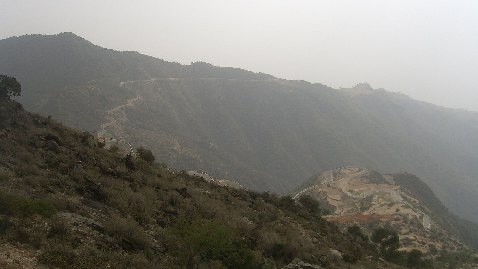 Switchback mountain road in the Semenawi Bahri hills near Filfil, Eritrea