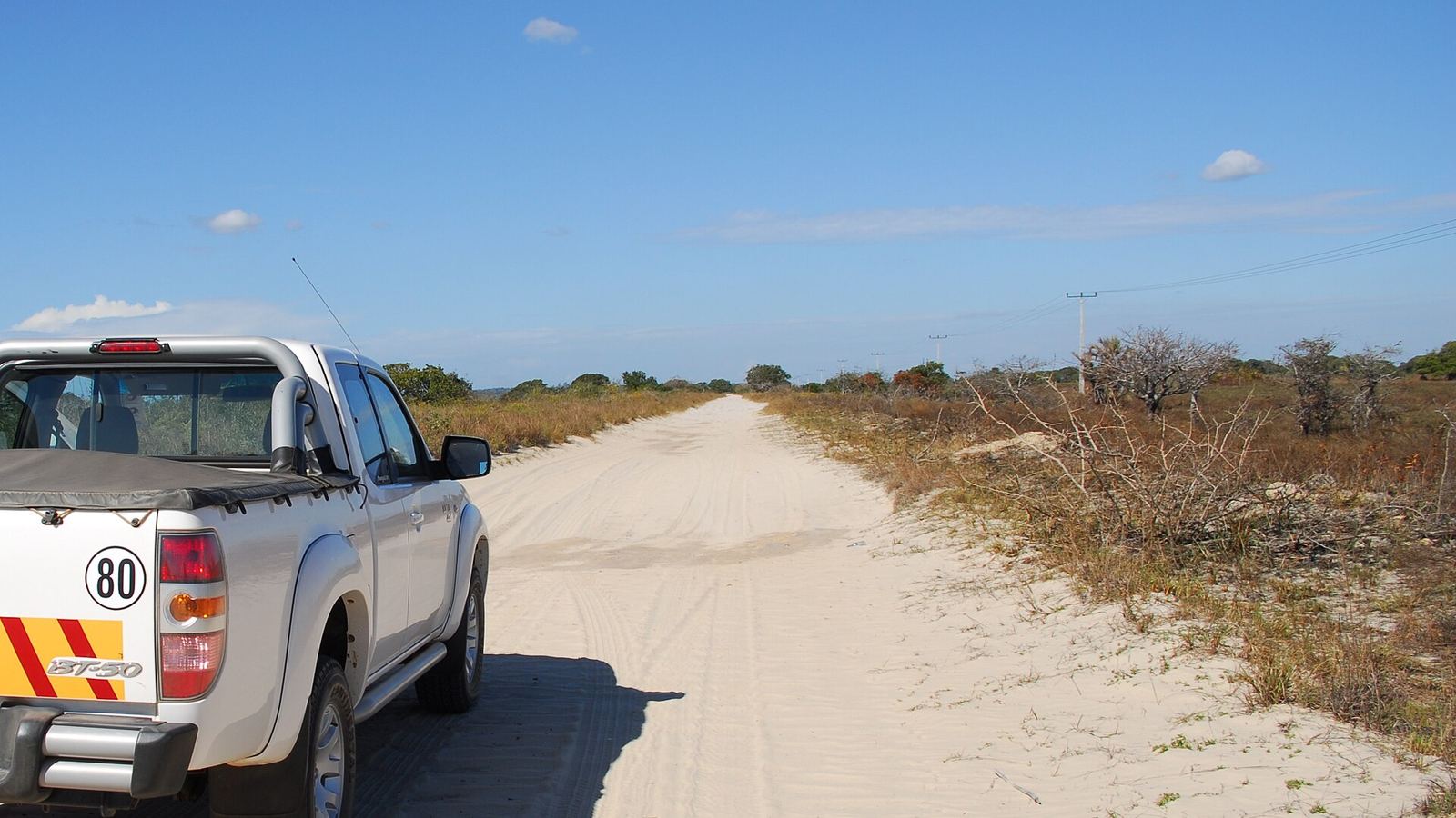Sand road between Maputo and Ponta do Ouro with a pickup, Maputo Province