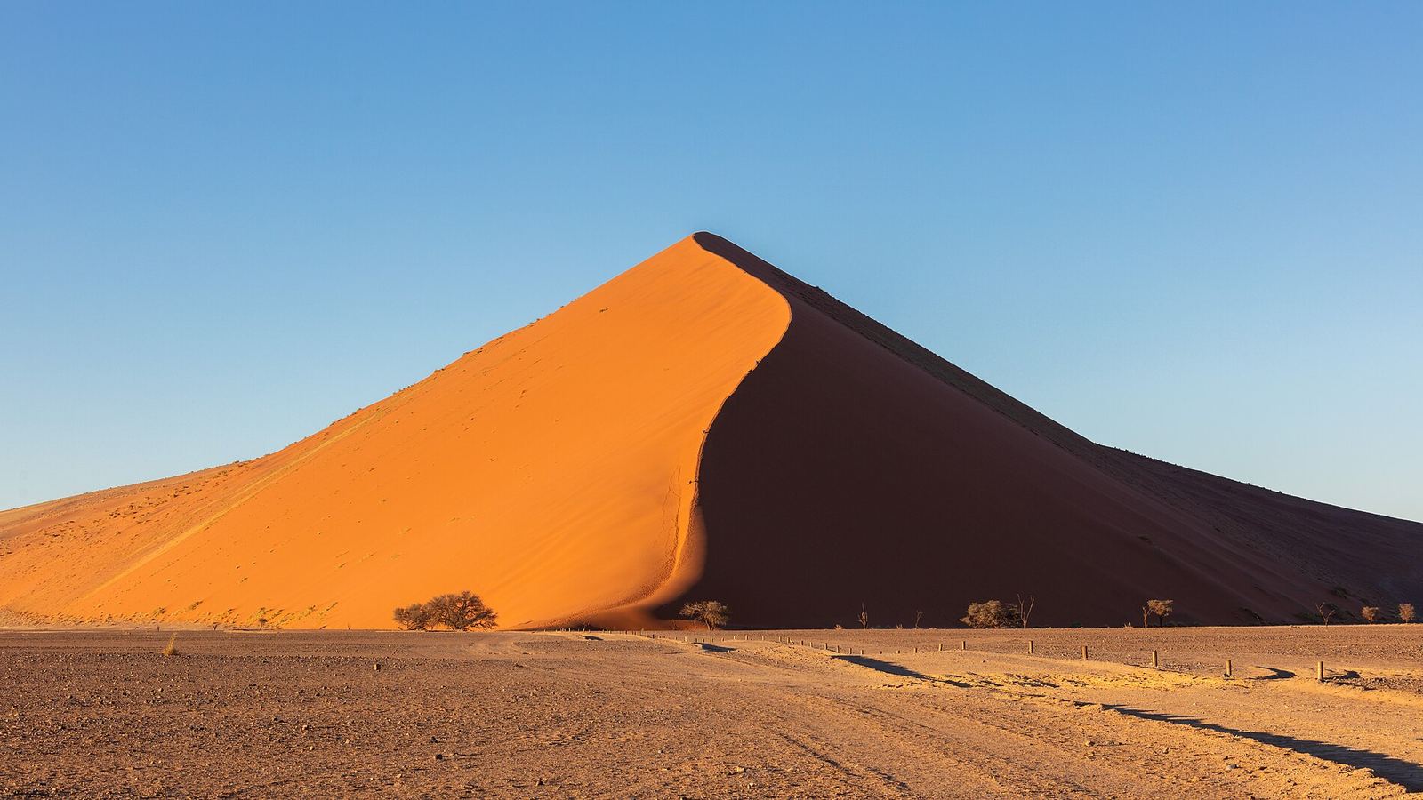 Orange dune of the Sossusvlei area in the Namib Desert at dawn