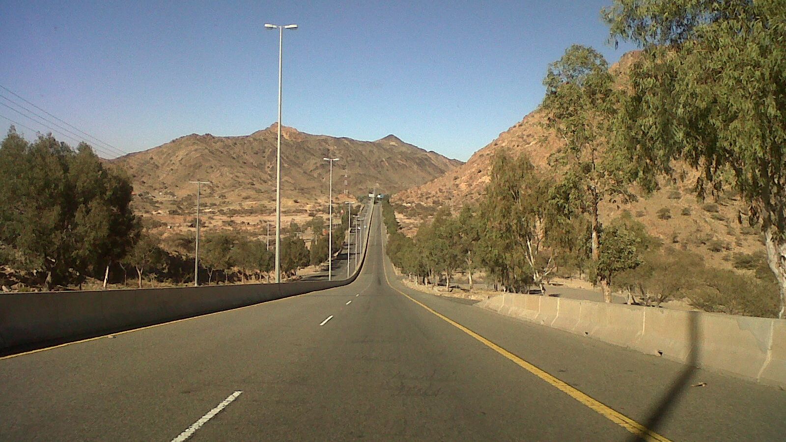 Highway through the mountains of Al-Shafa, Taif, Makkah Province, Saudi Arabia