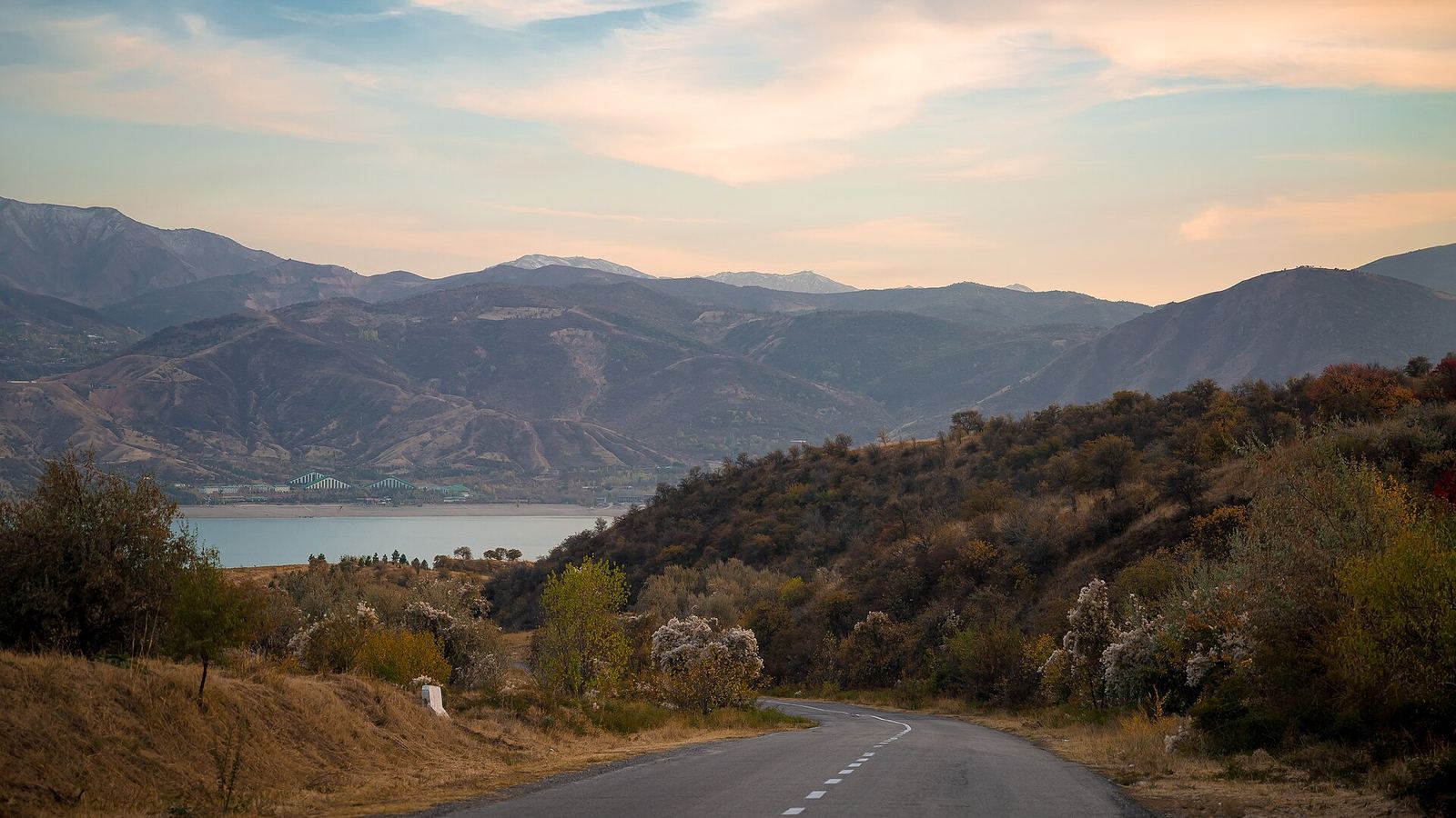 Mountain road around Charvak Reservoir, Ugam-Chatkal National Park, Uzbekistan